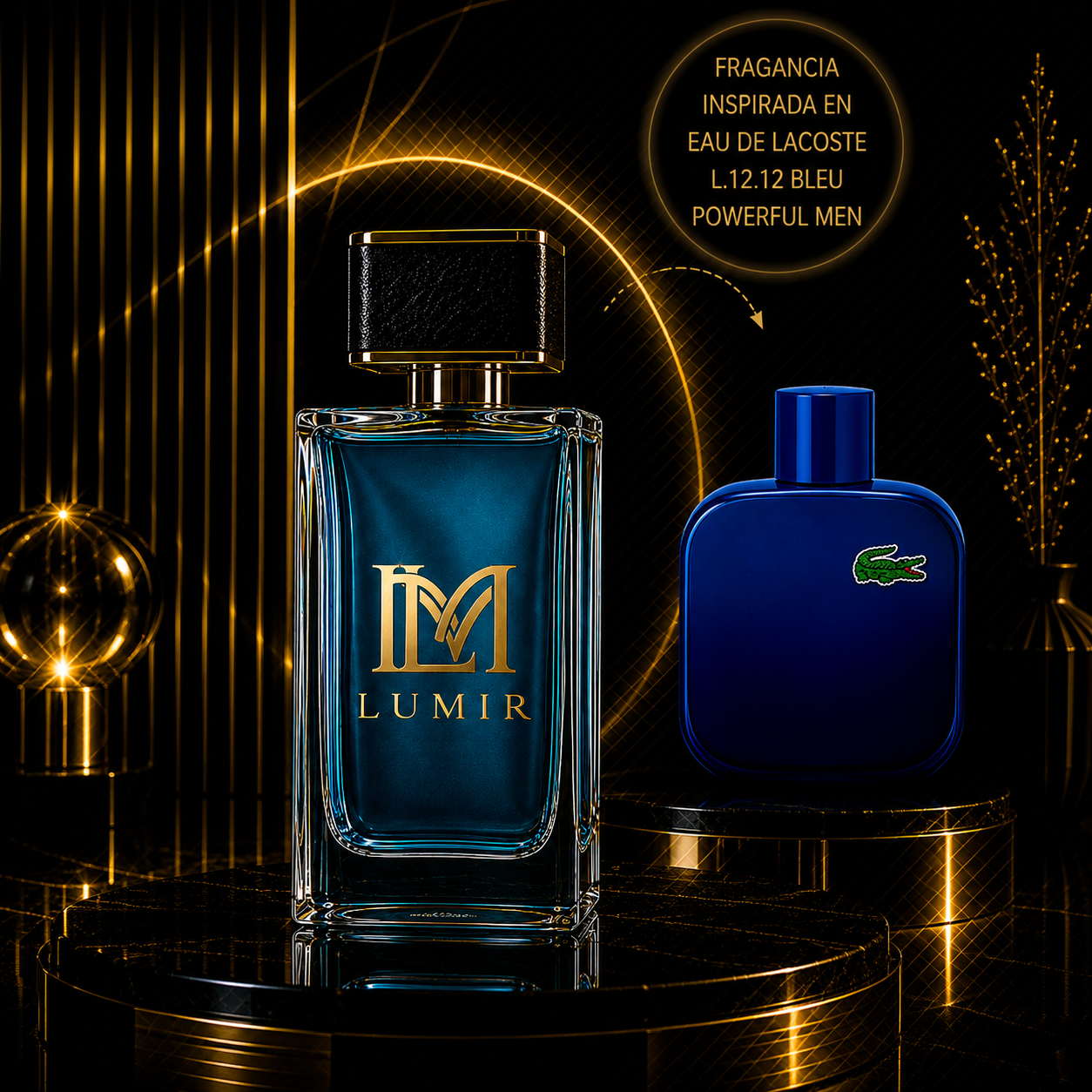 Fragancia Inspirada En Eau de Lac0ste L.12.12 Bleu P0werful Men