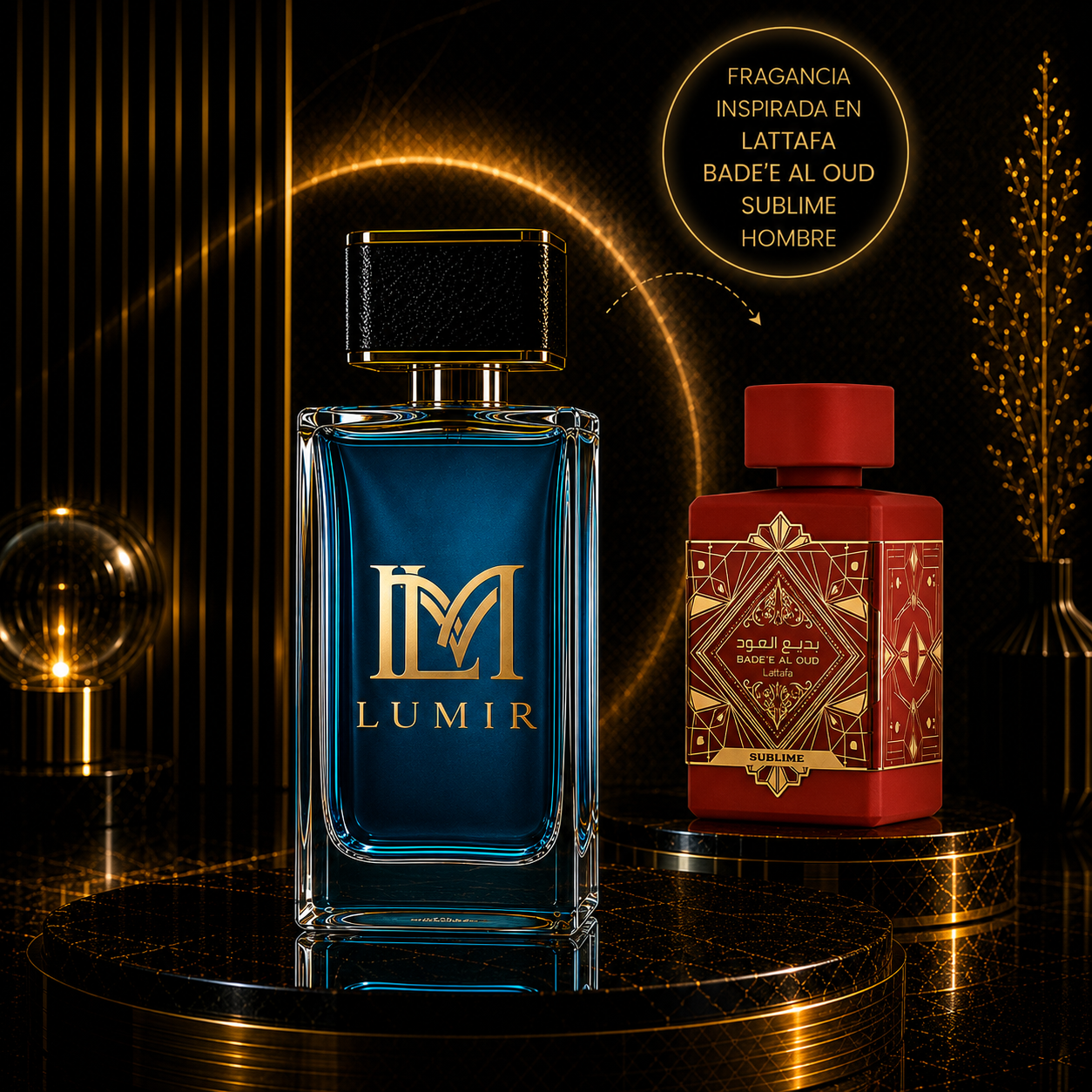 Fragancia Inspirada en Lattafa B4d3’e Al oud Sublim3